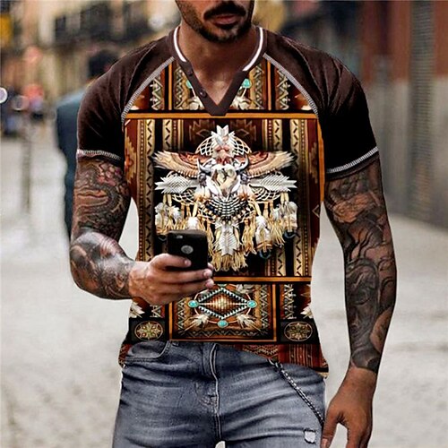 Men's Unisex T shirt Tee Tribal Graphic Prints V Neck Brown Short Sleeve 3D Print Outdoor Street Button-Down Print Tops Sports Designer Casual Big and Tall / Summer / Summer
Men's Unisex T shirt Tee Tribal Graphic Prints V Neck Brown Short Sleeve 3D Print Outdoor Street Button-Down Print Tops Sports Designer Casual Big and Tall / Summer / Summer
