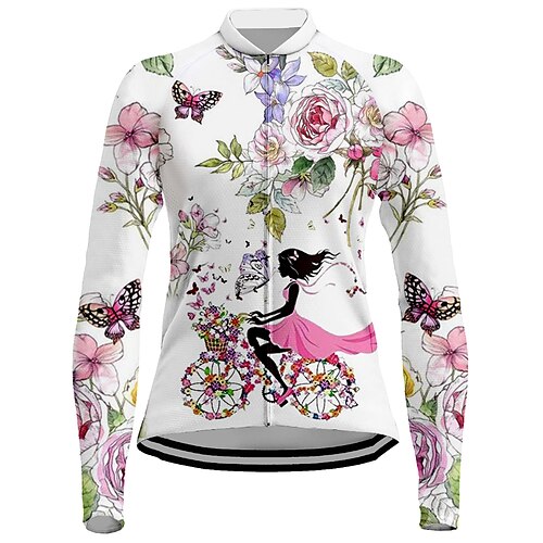 21Grams Women's Cycling Jersey Long Sleeve Bike Jersey Top with 3 Rear Pockets Mountain Bike MTB Road Bike Cycling Breathable Quick Dry Moisture Wicking Reflective Strips White Floral Botanical
21Grams Women's Cycling Jersey Long Sleeve Bike Jersey Top with 3 Rear Pockets Mountain Bike MTB Road Bike Cycling Breathable Quick Dry Moisture Wicking Reflective Strips White Floral Botanical