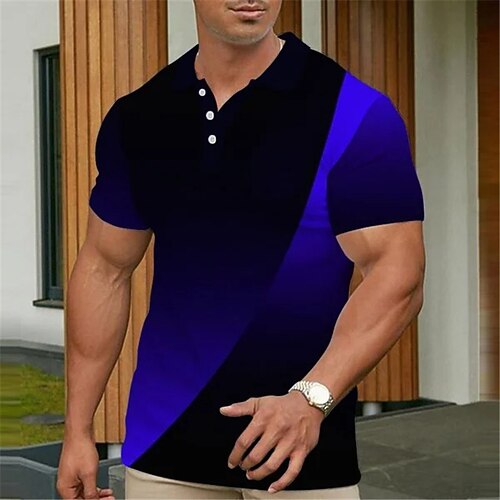 Men's Collar Polo Shirt Golf Shirt Gradient Turndown Blue 3D Print Outdoor Street Short Sleeves Button-Down Print Clothing Apparel Fashion Designer Casual Breathable / Summer / Spring / Summer
Men's Collar Polo Shirt Golf Shirt Gradient Turndown Blue 3D Print Outdoor Street Short Sleeves Button-Down Print Clothing Apparel Fashion Designer Casual Breathable / Summer / Spring / Summer