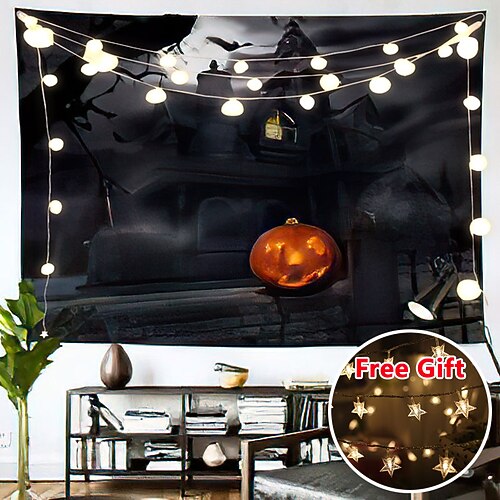Halloween Party Wall Tapestry Art Decor Blanket Curtain Hanging Spider Home Bedroom Living Room Decoration Polyester (with LED String)
Halloween Party Wall Tapestry Art Decor Blanket Curtain Hanging Spider Home Bedroom Living Room Decoration Polyester (with LED String)