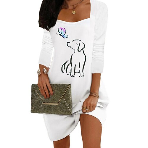 Women's Casual Dress Shift Dress Midi Dress White Long Sleeve Animal Ruched Fall Winter Square Neck Casual 2022 S M L XL XXL / Cotton
Women's Casual Dress Shift Dress Midi Dress White Long Sleeve Animal Ruched Fall Winter Square Neck Casual 2022 S M L XL XXL / Cotton