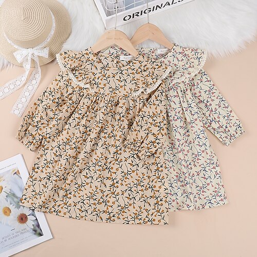 Kids Girls' Dress Floral Knee-length Dress Daily Ruched Cotton Long Sleeve Vacation Dress 2-6 Years Fall Pink Yellow
Kids Girls' Dress Floral Knee-length Dress Daily Ruched Cotton Long Sleeve Vacation Dress 2-6 Years Fall Pink Yellow