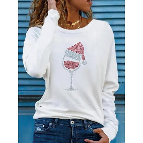 Women's T shirt Tee Blue Red White Graphic Rhinestone Long Sleeve Christmas Casual Basic Christmas Round Neck Regular S
Women's T shirt Tee Blue Red White Graphic Rhinestone Long Sleeve Christmas Casual Basic Christmas Round Neck Regular S