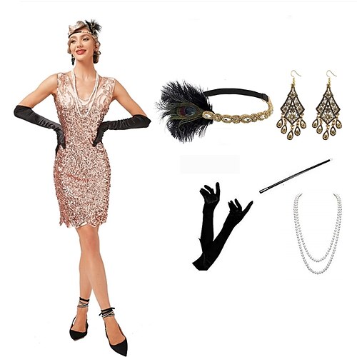 Den store Gatsby Årgang 1920-tallet Flapper kjole Party-kostyme Dame Paljetter Kostume Årgang Cosplay Ytelse Halloween Fest & Aften Ermeløs Kort Lengde Kjole Halloween
Den store Gatsby Årgang 1920-tallet Flapper kjole Party-kostyme Dame Paljetter Kostume Årgang Cosplay Ytelse Halloween Fest & Aften Ermeløs Kort Lengde Kjole Halloween