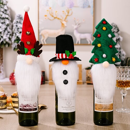 Christmas Decorations Christmas Tree Wine Bottle Cover Christmas Antlers Hat Wine Cover Dwarf Wine Cover
Christmas Decorations Christmas Tree Wine Bottle Cover Christmas Antlers Hat Wine Cover Dwarf Wine Cover