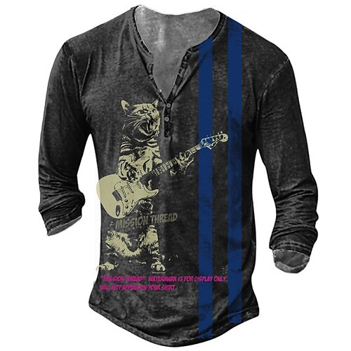 Men's T shirt Tee Henley Shirt Tee Graphic Cat Henley Black Long Sleeve 3D Print Plus Size Outdoor Daily Button-Down Print Tops Basic Designer Classic Comfortable / Sports
Men's T shirt Tee Henley Shirt Tee Graphic Cat Henley Black Long Sleeve 3D Print Plus Size Outdoor Daily Button-Down Print Tops Basic Designer Classic Comfortable / Sports