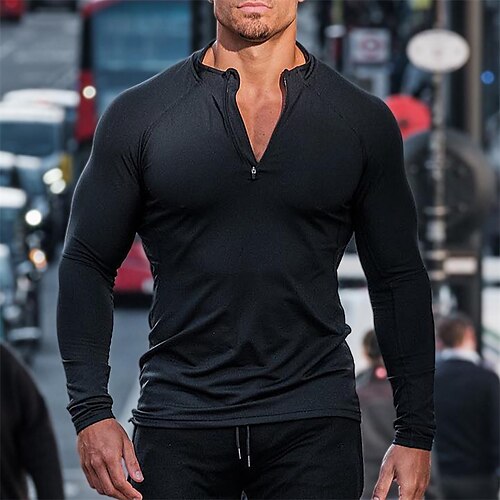 Men's T shirt Tee Solid Colored Stand Collar Black Street Sports Long Sleeve Zipper Clothing Apparel Fashion Designer Casual Comfortable
Men's T shirt Tee Solid Colored Stand Collar Black Street Sports Long Sleeve Zipper Clothing Apparel Fashion Designer Casual Comfortable