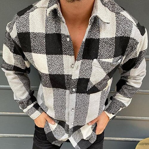 Men's Shirt Overshirt Shirt Jacket Plaid Check Turndown Black Long Sleeve Street Daily Button-Down Tops Basic Fashion Casual Comfortable
Men's Shirt Overshirt Shirt Jacket Plaid Check Turndown Black Long Sleeve Street Daily Button-Down Tops Basic Fashion Casual Comfortable