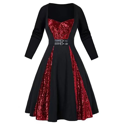 Women's Sequin Dress Vintage Dress Knee Length Dress Green Purple Red 3/4 Length Sleeve Pure Color Sequins Patchwork Fall Winter Square Neck Vintage Stylish Halloween 2022 S M L XL XXL
Women's Sequin Dress Vintage Dress Knee Length Dress Green Purple Red 3/4 Length Sleeve Pure Color Sequins Patchwork Fall Winter Square Neck Vintage Stylish Halloween 2022 S M L XL XXL