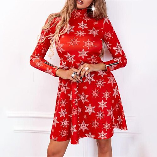 Women's Christmas Short Mini Dress Short Mini Dress Red Long Sleeve Snowflake Print Fall Winter High Neck Party Casual Modern 2022 S M L XL XXL 3XL 4XL 5XL
Women's Christmas Short Mini Dress Short Mini Dress Red Long Sleeve Snowflake Print Fall Winter High Neck Party Casual Modern 2022 S M L XL XXL 3XL 4XL 5XL