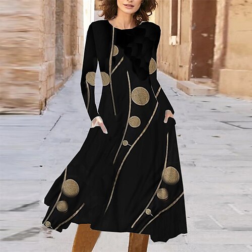 Women's Casual Dress Swing Dress Midi Dress Black Long Sleeve Geometric Pocket Winter Fall Autumn Winter Dress Fall Dress 2022 S M L XL XXL 3XL
Women's Casual Dress Swing Dress Midi Dress Black Long Sleeve Geometric Pocket Winter Fall Autumn Winter Dress Fall Dress 2022 S M L XL XXL 3XL