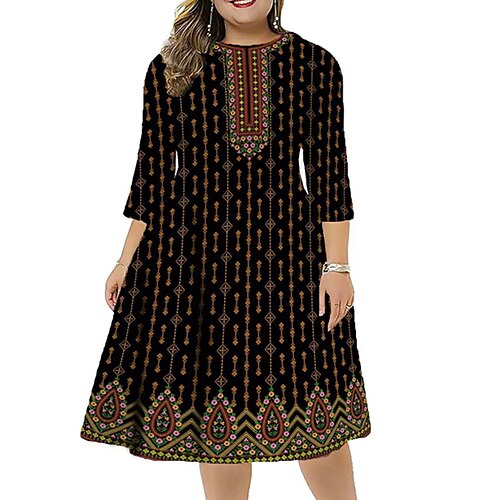 Women's Plus Size Casual Dress Floral Crew Neck Print 3/4 Length Sleeve Winter Fall Vintage Stylish Work Casual Midi Dress Vacation Going out Dress
Women's Plus Size Casual Dress Floral Crew Neck Print 3/4 Length Sleeve Winter Fall Vintage Stylish Work Casual Midi Dress Vacation Going out Dress