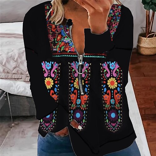Women's Plus Size Tops Pullover Sweatshirt Hoodie Sweatshirt Floral Zipper Print Long Sleeve Round Neck Streetwear Daily Vacation Polyester Fall Winter Black
Women's Plus Size Tops Pullover Sweatshirt Hoodie Sweatshirt Floral Zipper Print Long Sleeve Round Neck Streetwear Daily Vacation Polyester Fall Winter Black