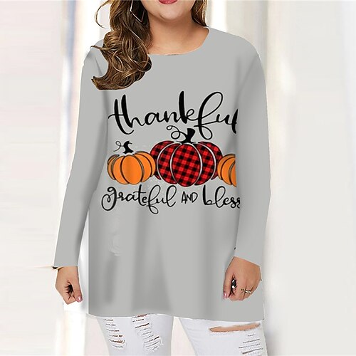 Women's Plus Size Tops T shirt Tee Letter Pumpkin Print Long Sleeve Crewneck Casual Festival Halloween Halloween Daily Cotton Spandex Jersey Fall Winter Blue Gray / 3D Print
Women's Plus Size Tops T shirt Tee Letter Pumpkin Print Long Sleeve Crewneck Casual Festival Halloween Halloween Daily Cotton Spandex Jersey Fall Winter Blue Gray / 3D Print