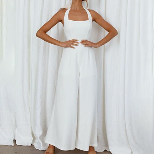 Women's Jumpsuit Backless High Waist Solid Color Halter Neck Casual Street Daily Regular Fit Sleeveless White Pink Dusty Rose S M L Spring
Women's Jumpsuit Backless High Waist Solid Color Halter Neck Casual Street Daily Regular Fit Sleeveless White Pink Dusty Rose S M L Spring