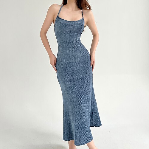 Women's Sheath Dress Slip Dress Midi Dress Blue Sleeveless Pure Color Strappy Winter Autumn Spaghetti Strap Fashion Party Slim 2022 S M L
Women's Sheath Dress Slip Dress Midi Dress Blue Sleeveless Pure Color Strappy Winter Autumn Spaghetti Strap Fashion Party Slim 2022 S M L