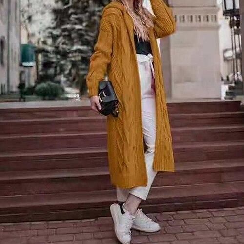 Women's Cardigan Sweater Jumper Cable Knit Knitted Pure Color Hooded Stylish Casual Outdoor Daily Winter Fall Pink Yellow One-Size / Long Sleeve / Holiday / Regular Fit / Going out
Women's Cardigan Sweater Jumper Cable Knit Knitted Pure Color Hooded Stylish Casual Outdoor Daily Winter Fall Pink Yellow One-Size / Long Sleeve / Holiday / Regular Fit / Going out