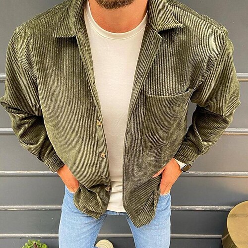 Men's Shirt Jacket Shacket Corduroy Shirt Solid Colored Turndown Green Street Daily Button-Down Clothing Apparel Cotton Basic Fashion Casual / Fall
Men's Shirt Jacket Shacket Corduroy Shirt Solid Colored Turndown Green Street Daily Button-Down Clothing Apparel Cotton Basic Fashion Casual / Fall