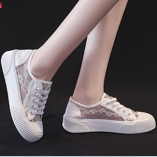 Women's Sneakers Party Office Daily White Shoes Summer Lace Embroidery Flat Heel Round Toe Elegant Casual Sweet Lace Lace-up Embroidered Black khaki White
Women's Sneakers Party Office Daily White Shoes Summer Lace Embroidery Flat Heel Round Toe Elegant Casual Sweet Lace Lace-up Embroidered Black khaki White