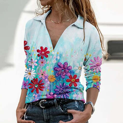 Women's Blouse Shirt Green Blue Light Green Floral Geometric Print Long Sleeve Daily Weekend Streetwear Casual Shirt Collar Regular Floral Geometric S / 3D Print
Women's Blouse Shirt Green Blue Light Green Floral Geometric Print Long Sleeve Daily Weekend Streetwear Casual Shirt Collar Regular Floral Geometric S / 3D Print