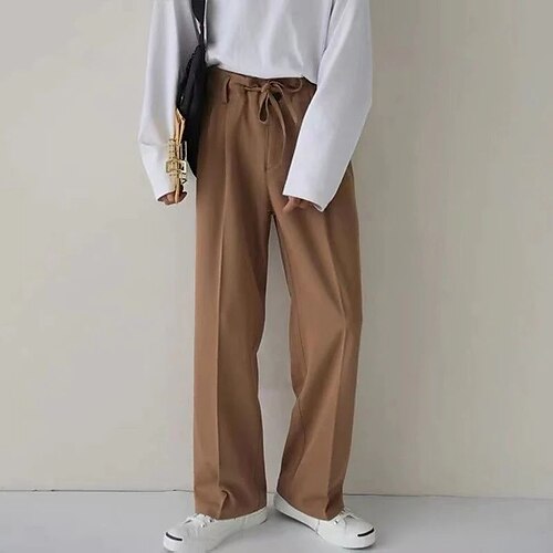 Men's Trousers Casual Pants Drawstring Straight Leg Solid Colored Comfort Soft Daily Streetwear Loose Black Brown Micro-elastic
Men's Trousers Casual Pants Drawstring Straight Leg Solid Colored Comfort Soft Daily Streetwear Loose Black Brown Micro-elastic