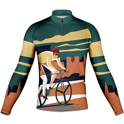 21Grams Men's Cycling Jersey Long Sleeve Bike Top with 3 Rear Pockets Mountain Bike MTB Road Bike Cycling Breathable Quick Dry Moisture Wicking Reflective Strips Green Graphic Polyester Spandex Sports
21Grams Men's Cycling Jersey Long Sleeve Bike Top with 3 Rear Pockets Mountain Bike MTB Road Bike Cycling Breathable Quick Dry Moisture Wicking Reflective Strips Green Graphic Polyester Spandex Sports