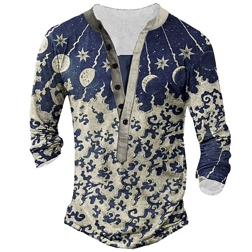 Men's T shirt Tee Henley Shirt Tee Graphic Henley Blue 3D Print Plus Size Outdoor Daily Long Sleeve Button-Down Print Clothing Apparel Basic Designer Classic Comfortable / Sports
Men's T shirt Tee Henley Shirt Tee Graphic Henley Blue 3D Print Plus Size Outdoor Daily Long Sleeve Button-Down Print Clothing Apparel Basic Designer Classic Comfortable / Sports