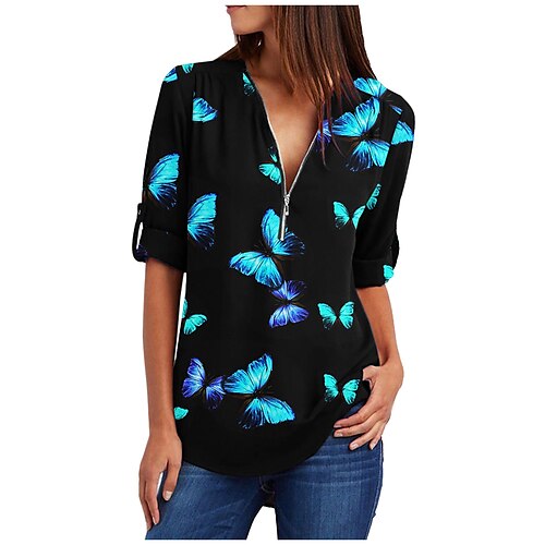 Women's Shirt Blue Purple Yellow Butterfly Quarter Zip Print Long Sleeve Casual Weekend Streetwear V Neck Regular Butterfly S / 3D Print
Women's Shirt Blue Purple Yellow Butterfly Quarter Zip Print Long Sleeve Casual Weekend Streetwear V Neck Regular Butterfly S / 3D Print