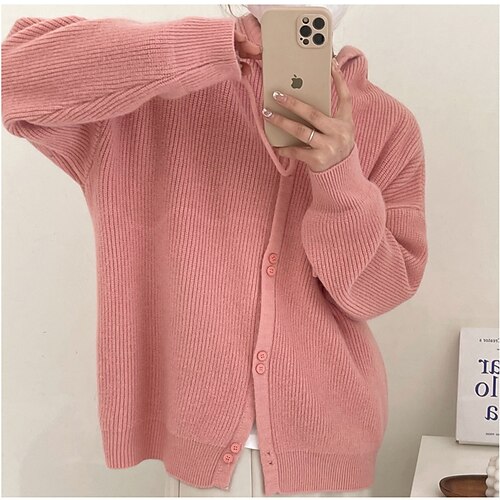 Women's Cardigan Sweater Jumper Ribbed Knit Knitted Hooded Pure Color Hooded Stylish Casual Daily Holiday Winter Fall Green Pink One-Size / Long Sleeve / Regular Fit / Going out
Women's Cardigan Sweater Jumper Ribbed Knit Knitted Hooded Pure Color Hooded Stylish Casual Daily Holiday Winter Fall Green Pink One-Size / Long Sleeve / Regular Fit / Going out