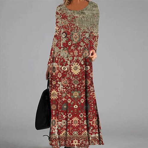 Women's Casual Dress A Line Dress Maxi long Dress Wine Long Sleeve Floral Pocket Print Fall Winter V Neck Vacation Casual 2022 S M L XL XXL 3XL
Women's Casual Dress A Line Dress Maxi long Dress Wine Long Sleeve Floral Pocket Print Fall Winter V Neck Vacation Casual 2022 S M L XL XXL 3XL