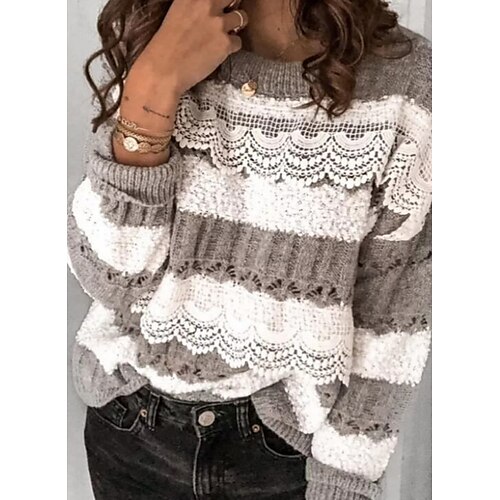 Dame Pullover trøje Jumper Hæklet Strikke Beskåret Strikket Farveblok Rund hals Stilfuld Afslappet Daglig Ferie Vinter Efterår Hvid S M L / Langærmet / Regulær
Dame Pullover trøje Jumper Hæklet Strikke Beskåret Strikket Farveblok Rund hals Stilfuld Afslappet Daglig Ferie Vinter Efterår Hvid S M L / Langærmet / Regulær
