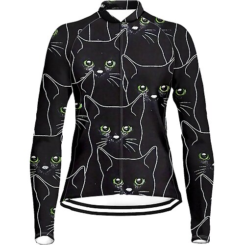 21Grams Women's Cycling Jersey Long Sleeve Bike Top with 3 Rear Pockets Mountain Bike MTB Road Bike Cycling Breathable Quick Dry Moisture Wicking Reflective Strips Black Cat Polyester Spandex Sports
21Grams Women's Cycling Jersey Long Sleeve Bike Top with 3 Rear Pockets Mountain Bike MTB Road Bike Cycling Breathable Quick Dry Moisture Wicking Reflective Strips Black Cat Polyester Spandex Sports