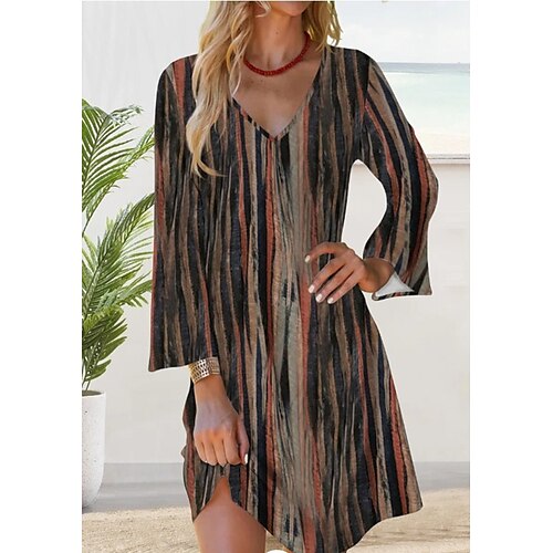 Women's Casual Dress T Shirt Dress Tee Dress Knee Length Dress Brown Long Sleeve Striped Print Fall Winter V Neck Fashion Casual 2022 S M L XL 2XL 3XL
Women's Casual Dress T Shirt Dress Tee Dress Knee Length Dress Brown Long Sleeve Striped Print Fall Winter V Neck Fashion Casual 2022 S M L XL 2XL 3XL