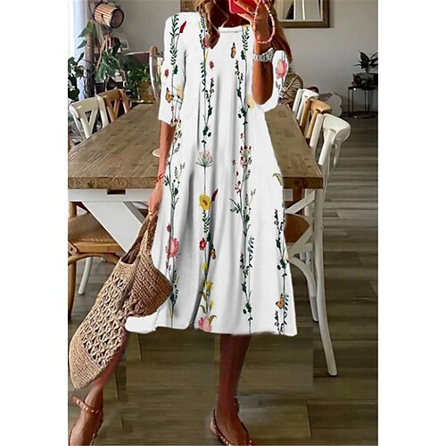 Women's Casual Dress Shift Dress Midi Dress White 3/4 Length Sleeve Floral Ruched Print Fall Winter Round Neck Vacation Casual 2022 S M L XL XXL 3XL
Women's Casual Dress Shift Dress Midi Dress White 3/4 Length Sleeve Floral Ruched Print Fall Winter Round Neck Vacation Casual 2022 S M L XL XXL 3XL