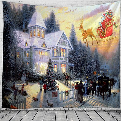 Christmas Wall Tapestry Snowy Landscape Village Art Decor Blanket Curtain Hanging Home Bedroom Living Room Decoration Polyester
Christmas Wall Tapestry Snowy Landscape Village Art Decor Blanket Curtain Hanging Home Bedroom Living Room Decoration Polyester