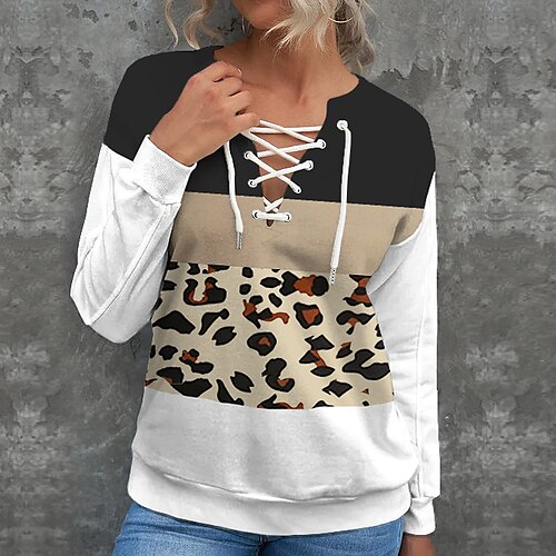 Women's Sweatshirt Pullover V Neck Leopard Color Block Lace up Daily Sports 3D Print Active Streetwear Clothing Apparel Hoodies Sweatshirts Khaki
Women's Sweatshirt Pullover V Neck Leopard Color Block Lace up Daily Sports 3D Print Active Streetwear Clothing Apparel Hoodies Sweatshirts Khaki