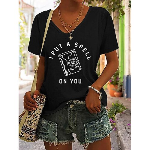 Women's T shirt Tee Green Blue Wine Graphic Letter Print Short Sleeve Casual Daily Basic V Neck Regular S
Women's T shirt Tee Green Blue Wine Graphic Letter Print Short Sleeve Casual Daily Basic V Neck Regular S