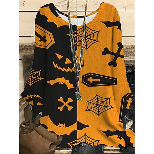 Women's Plus Size Tops Blouse Shirt Halloween Bat Print Long Sleeve Crewneck Vintage Casual Festival Halloween Halloween Daily Polyester Fall Winter Yellow
Women's Plus Size Tops Blouse Shirt Halloween Bat Print Long Sleeve Crewneck Vintage Casual Festival Halloween Halloween Daily Polyester Fall Winter Yellow