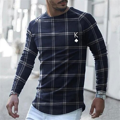 Men's Unisex T shirt Tee Lattice Graphic Prints Tartan Crew Neck Navy Blue Long Sleeve 3D Print Outdoor Street Print Tops Sports Casual Classic Big and Tall / Spring / Fall
Men's Unisex T shirt Tee Lattice Graphic Prints Tartan Crew Neck Navy Blue Long Sleeve 3D Print Outdoor Street Print Tops Sports Casual Classic Big and Tall / Spring / Fall