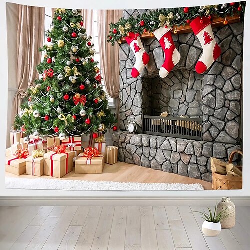 Christmas Party Wall Tapestry Holiday Fireplace Sock Tree Gift Art Decor Blanket Curtain Hanging Home Bedroom Living Room Decoration Polyester
Christmas Party Wall Tapestry Holiday Fireplace Sock Tree Gift Art Decor Blanket Curtain Hanging Home Bedroom Living Room Decoration Polyester