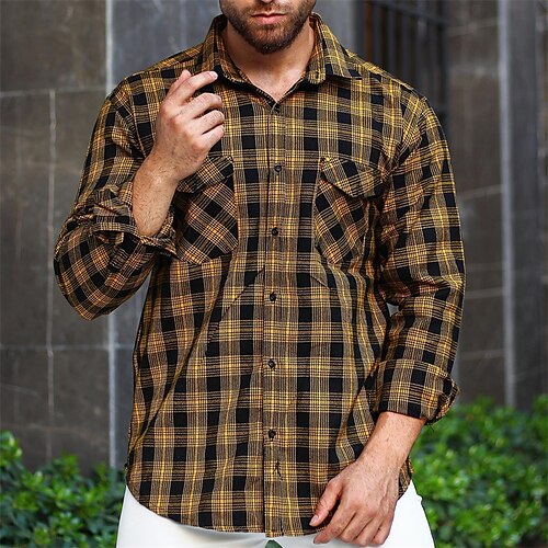 Men's Flannel Shirt Shirt Jacket Shacket Shirt Plaid Turndown Yellow Print Street Daily Long Sleeve Button-Down Clothing Apparel Casual Comfortable Pocket
Men's Flannel Shirt Shirt Jacket Shacket Shirt Plaid Turndown Yellow Print Street Daily Long Sleeve Button-Down Clothing Apparel Casual Comfortable Pocket