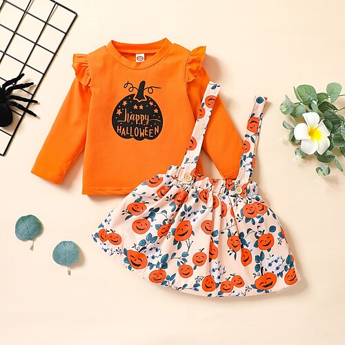 Kids Girls' Halloween T-shirt Skirt Clothing Set 2 Pieces Long Sleeve Orange Letter Pumpkin Vacation Casual Comfort 1-5 Years
Kids Girls' Halloween T-shirt Skirt Clothing Set 2 Pieces Long Sleeve Orange Letter Pumpkin Vacation Casual Comfort 1-5 Years