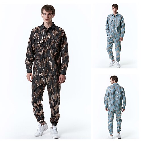Men's Set Vintage Turndown Blue Black Print Casual Sequins Clothing Apparel 2pcs Fashion
Men's Set Vintage Turndown Blue Black Print Casual Sequins Clothing Apparel 2pcs Fashion