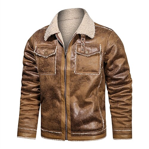 Men's Winter Jacket Sherpa jacket Winter Coat Fleece Jacket Faux Leather Jacket Windproof Warm Daily Motorcycle Holiday Zipper Turndown Classic & Timeless Casual Traditional / Classic Jacket Outerwear
Men's Winter Jacket Sherpa jacket Winter Coat Fleece Jacket Faux Leather Jacket Windproof Warm Daily Motorcycle Holiday Zipper Turndown Classic & Timeless Casual Traditional / Classic Jacket Outerwear