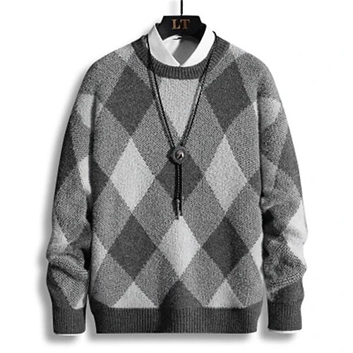 Men's Sweater Pullover Sweater jumper Jumper Chunky Knit Cropped Patchwork Check Pattern Plaid Crew Neck Elegant Home Daily Fall Winter Blue Light gray M L XL / Long Sleeve / Color Block
Men's Sweater Pullover Sweater jumper Jumper Chunky Knit Cropped Patchwork Check Pattern Plaid Crew Neck Elegant Home Daily Fall Winter Blue Light gray M L XL / Long Sleeve / Color Block