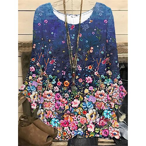 Women's Plus Size Tops Blouse Shirt Floral Print Long Sleeve Crewneck Streetwear Daily Vacation Polyester Fall Winter Navy Blue
Women's Plus Size Tops Blouse Shirt Floral Print Long Sleeve Crewneck Streetwear Daily Vacation Polyester Fall Winter Navy Blue