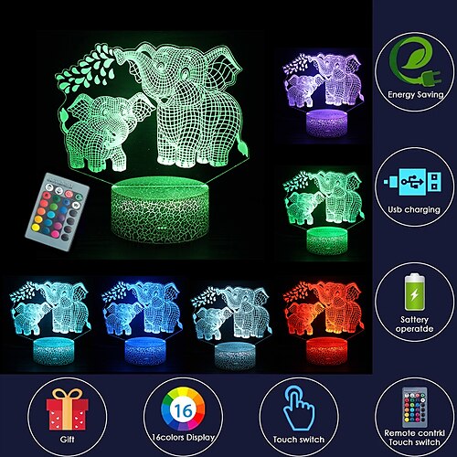 Elephant 3D Night Light for Kids 16 Colors with Remote Control Gifts for Old Girls Women Baby Boys Gifts
Elephant 3D Night Light for Kids 16 Colors with Remote Control Gifts for Old Girls Women Baby Boys Gifts