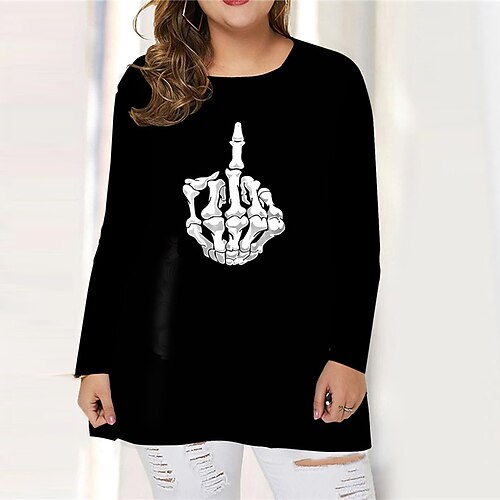 Women's Plus Size Tops T shirt Tee Skull Print Long Sleeve Crewneck Casual Festival Halloween Halloween Daily Cotton Spandex Jersey Fall Winter White Black / 3D Print
Women's Plus Size Tops T shirt Tee Skull Print Long Sleeve Crewneck Casual Festival Halloween Halloween Daily Cotton Spandex Jersey Fall Winter White Black / 3D Print