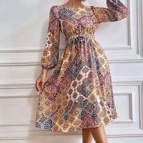 Women's A Line Dress Swing Dress Midi Dress Khaki Red Long Sleeve Floral Print Fall Winter Round Neck Fashion Modern 2022 S M L XL
Women's A Line Dress Swing Dress Midi Dress Khaki Red Long Sleeve Floral Print Fall Winter Round Neck Fashion Modern 2022 S M L XL
