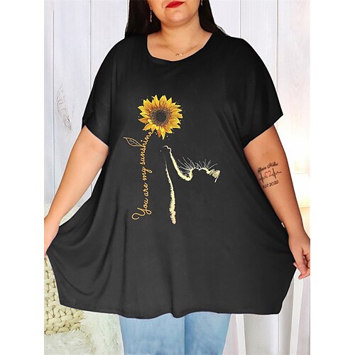 Women's Plus Size Tops T shirt Tee Graphic Floral Print Short Sleeve Crew Neck Casual Daily Vacation Polyester Spring Summer Green Black / Heart
Women's Plus Size Tops T shirt Tee Graphic Floral Print Short Sleeve Crew Neck Casual Daily Vacation Polyester Spring Summer Green Black / Heart